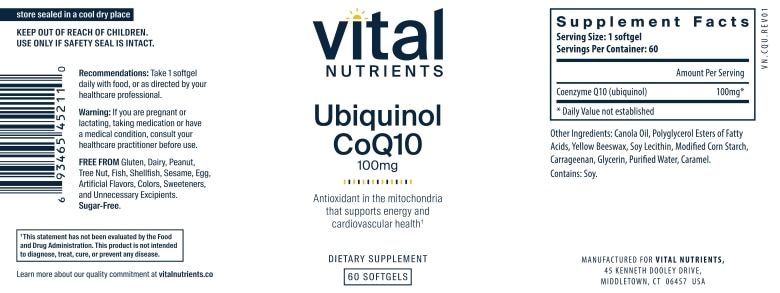 Ubiquinol CoQ10 100 mg - 60 Vegetarian Softgels - Alternate View 4
