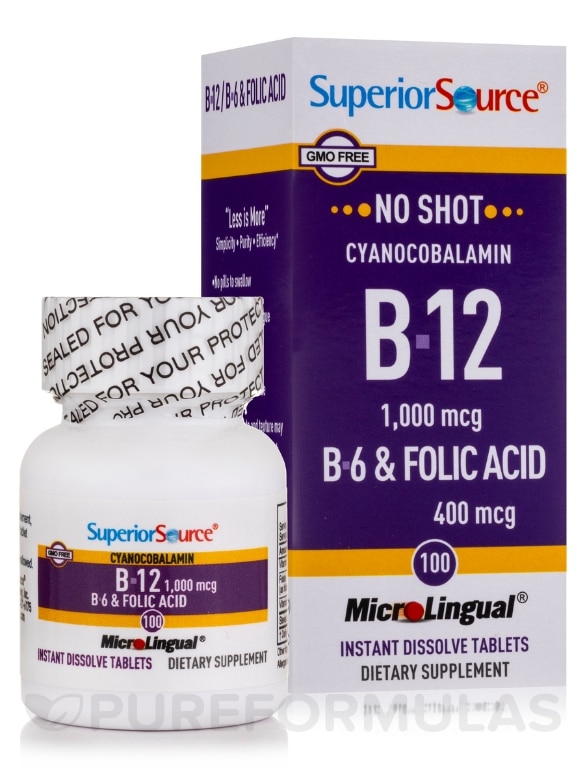 NO SHOT B6/B12/Folic Acid - 100 MicroLingual® Tablets - Alternate View 1