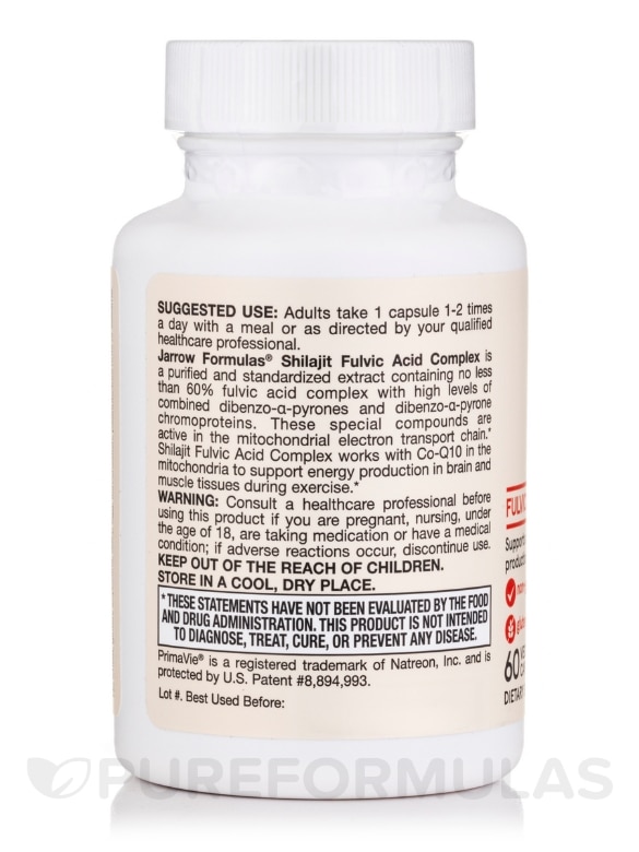 Shilajit Fulvic Acid Complex 250 mg - 60 Veggie Caps - Alternate View 2