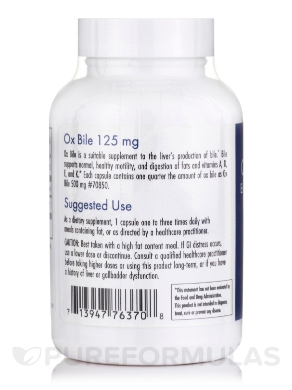 Ox Bile 125 mg - 180 Vegicaps - Alternate View 2