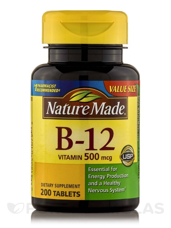 Vitamin B-12 500 mcg - 200 Tablets