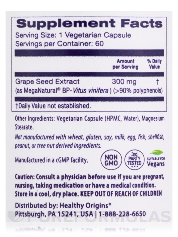 MegaNatural®-BP Grape Seed Extract 300 mg - 60 Veggie Capsules - Alternate View 3
