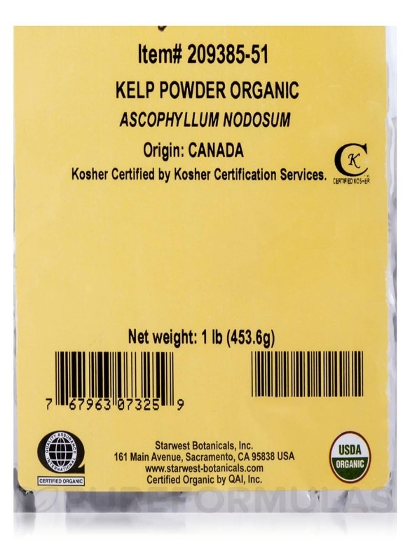 Organic Kelp Powder - 1 lb (453.6 Grams) - Alternate View 1