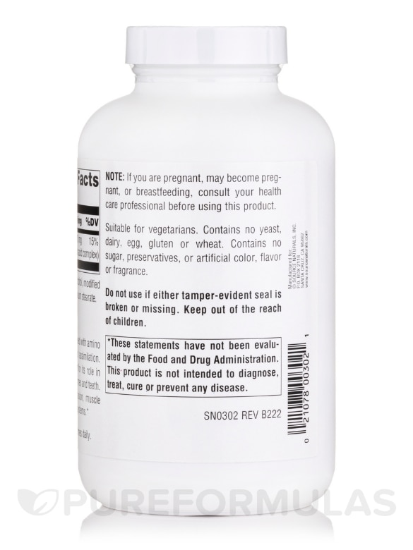 Calcium Amino Acid Chelate - 250 Tablets - Alternate View 2