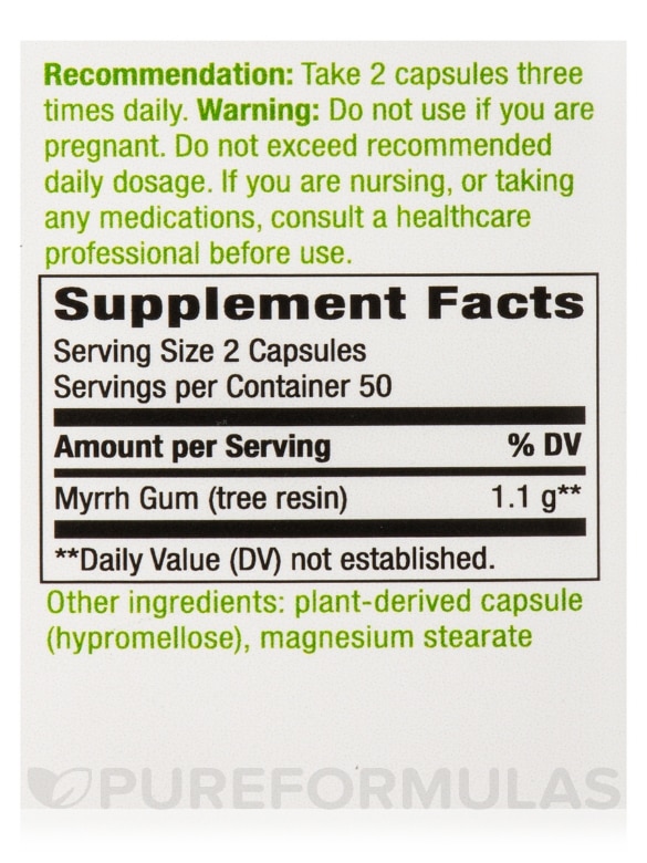 Myrrh Gum - 100 Vegan Capsules - Alternate View 4