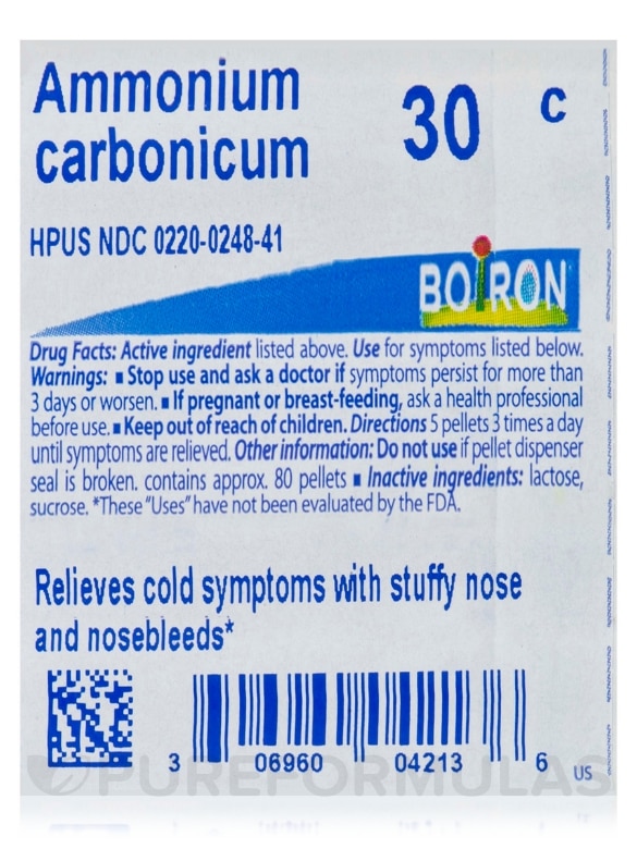 Ammonium Carbonicum 30c - 1 Tube (approx. 80 pellets) - Alternate View 4