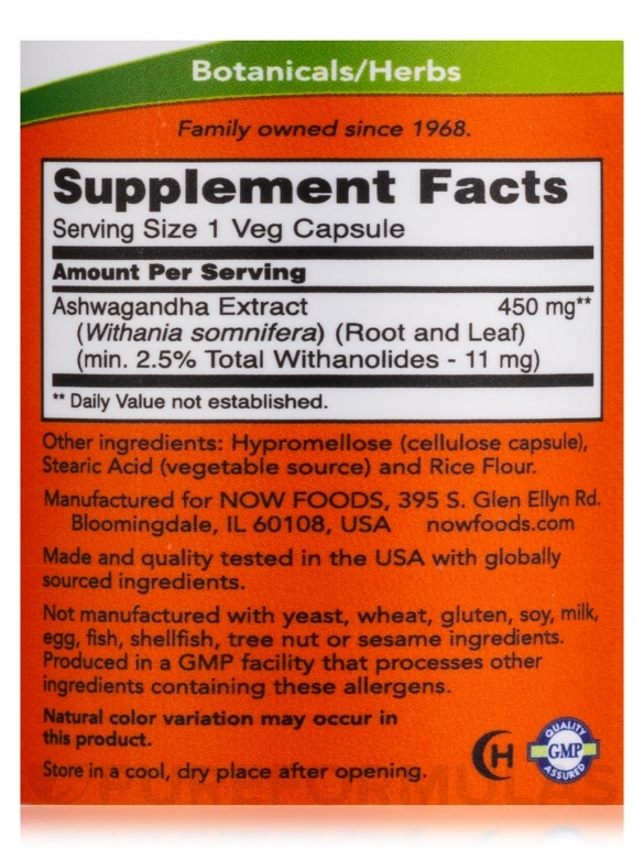 Ashwagandha 450 mg - 90 Vegetarian Capsules - Alternate View 3