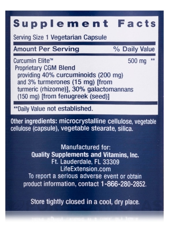 Curcumin Elite™ Turmeric Extract - 60 Vegetarian Capsules - Alternate View 3