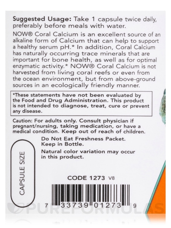 Coral Calcium 1000 mg - 100 Veg Capsules - Alternate View 4
