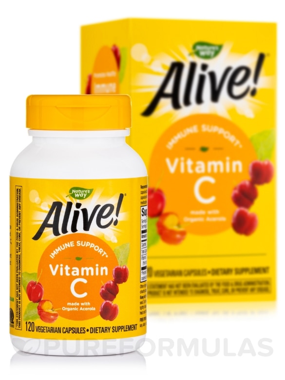 Alive!® Vitamin C Organic - 120 Vegetarian Capsules - Alternate View 1