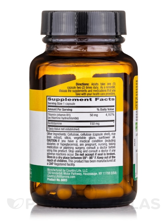 Benfotiamine with Thiamin 150 mg - 60 Vegan Capsules - Alternate View 1