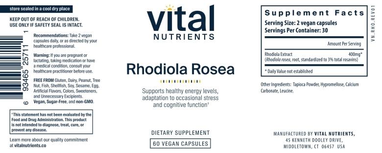 Rhodiola rosea 3% 200 mg - 60 Vegetarian Capsules - Alternate View 4