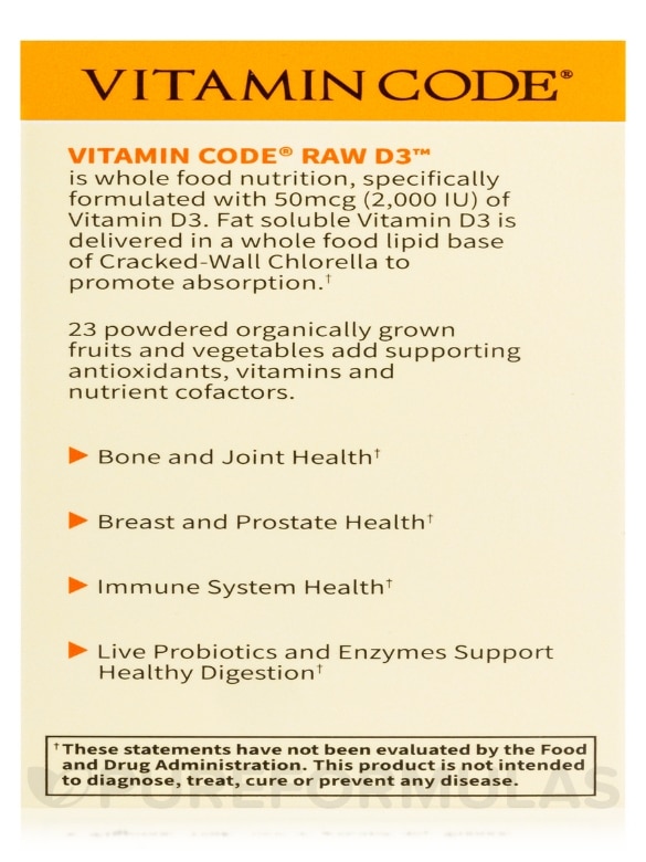 Vitamin Code® - Raw D3™ 2000 IU - 60 Vegetarian Capsules - Alternate View 9