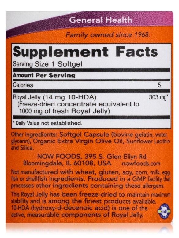 Royal Jelly 1000 mg - 60 Softgels - Alternate View 3