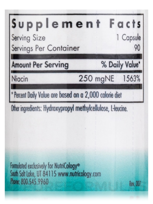 Niacin (Vitamin B3) - 90 Vegetarian Capsules - Alternate View 3