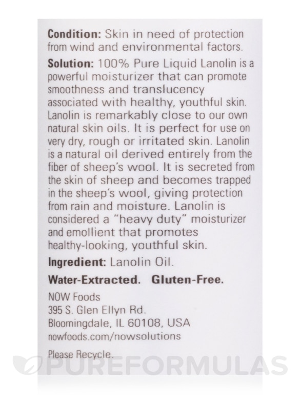 NOW® Solutions - Liquid Lanolin (100% Pure Intense Protection) - 4 fl. oz (118 ml) - Alternate View 3