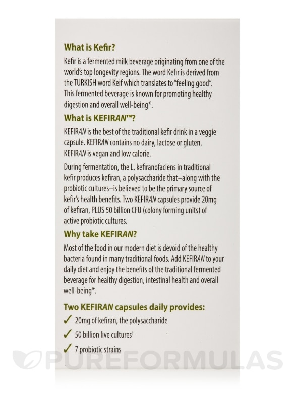 Kefiran™ Kefir Nutrient +50 Billion Active Probiotic Cultures per Serving - 60 Veggie Capsules - Alternate View 5