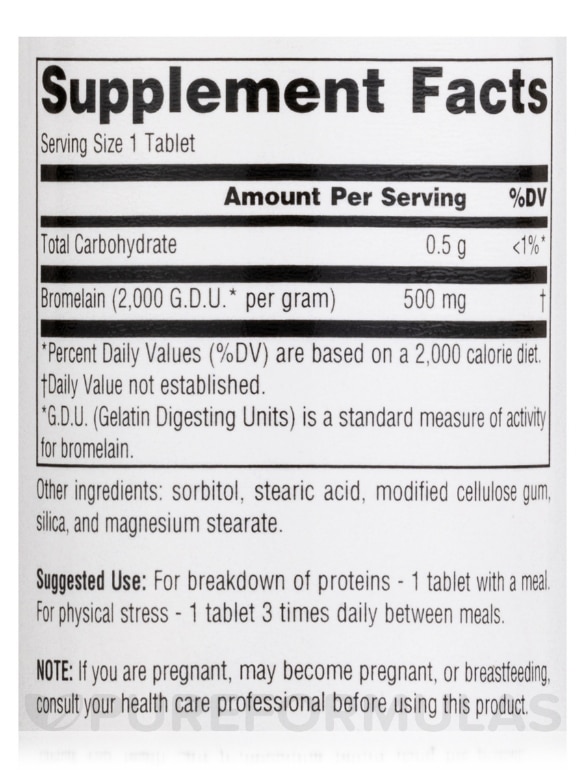 Bromelain 500 mg 2000 GDU - 30 Tablets - Alternate View 3