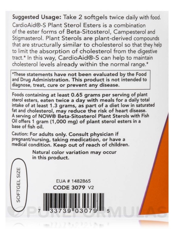 Beta-Sitosterol Plant Sterols with Fish Oil - 180 Softgels - Alternate View 4