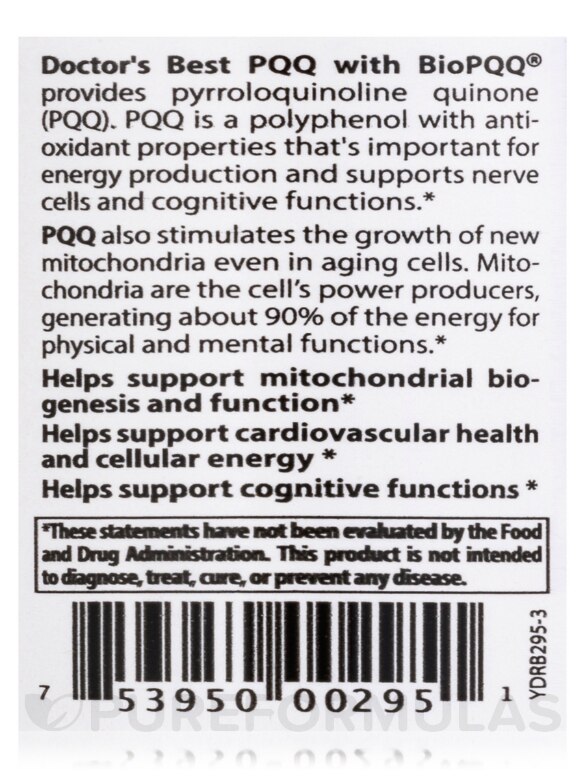 PQQ with BioPQQ™ 20 mg - 30 Veggie Capsules - Alternate View 4