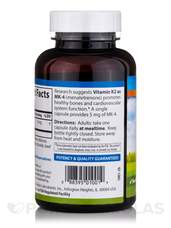 Vitamin K2 as MK-4 (Menatetrenone) 5 mg - 180 Capsules - Alternate View 2