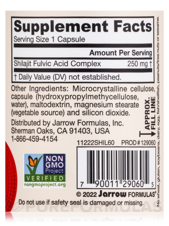 Shilajit Fulvic Acid Complex 250 mg - 60 Veggie Caps - Alternate View 3