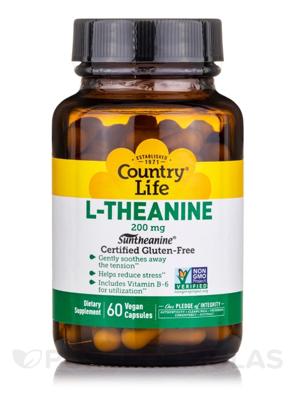 L-Theanine 200 mg with B-6 - 60 Vegan Capsules