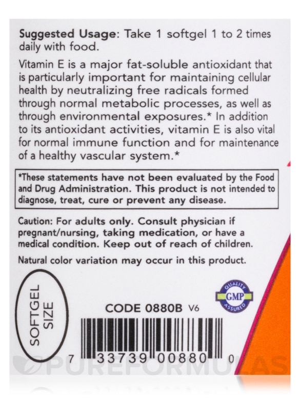 Natural E-200 with Mixed Tocopherols - 100 Softgels - Alternate View 4