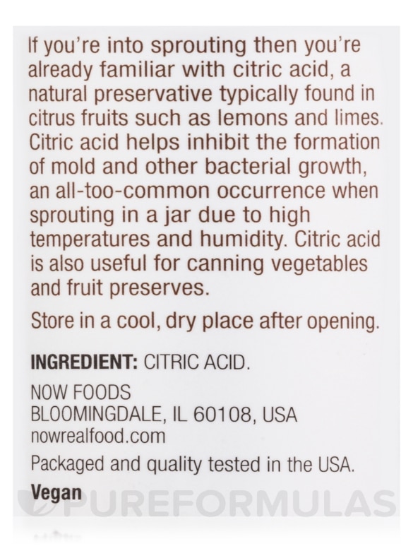 NOW Real Food® - Citric Acid - 1 lb (454 Grams) - Alternate View 3