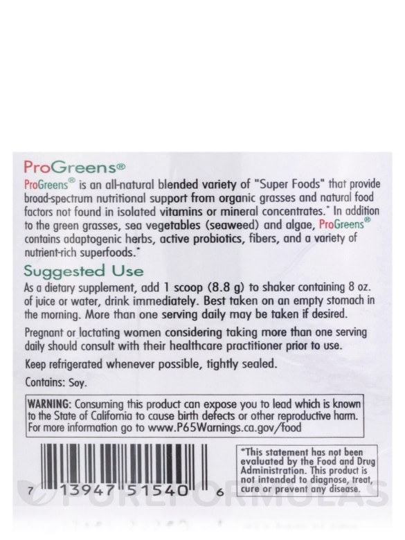 ProGreens® Powder (30 Day Supply) - 9.27 oz (265 Grams) - Alternate View 5