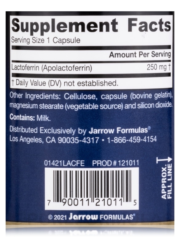 Freeze Dried Lactoferrin 250 mg - 60 Capsules - Alternate View 3