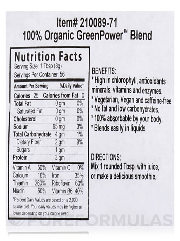 Organic Green Power Blend - 1 lb (453.6 Grams) - Alternate View 3