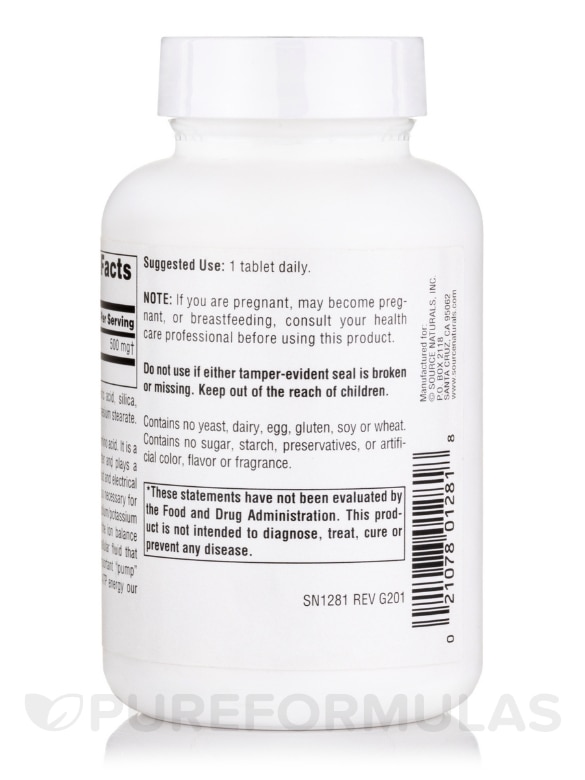 Taurine 500 mg - 120 Tablets - Alternate View 2