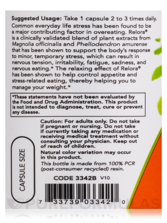 Relora™ 300 mg - 60 Veg Capsules - Alternate View 4