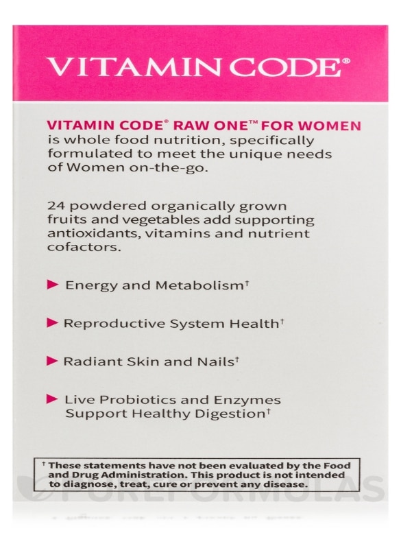 Vitamin Code® - Raw One for Women - 75 Vegetarian Capsules - Alternate View 9