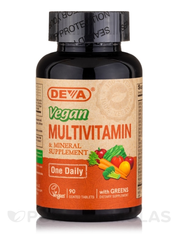 Vegan Multivitamin & Mineral Supplement with Greens - 90 Coated Tablets