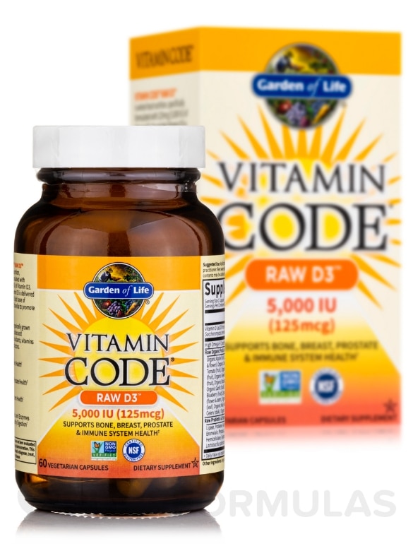 Vitamin Code® - Raw D3™ 5000 IU - 60 Vegetarian Capsules - Alternate View 1