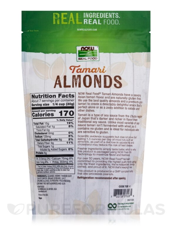 NOW Real Food® - Tamari Almonds - 7 oz (198 Grams) - Alternate View 1