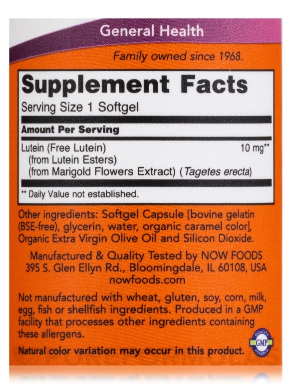 Lutein 10 mg - 120 Softgels - Alternate View 3