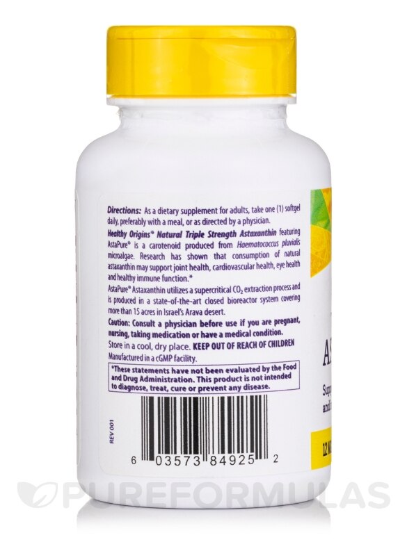 Astaxanthin 12 mg (Triple Strength) - 60 Softgels - Alternate View 2