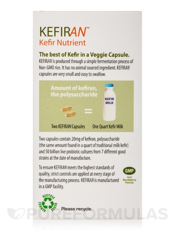 Kefiran™ Kefir Nutrient +50 Billion Active Probiotic Cultures per Serving - 60 Veggie Capsules - Alternate View 4
