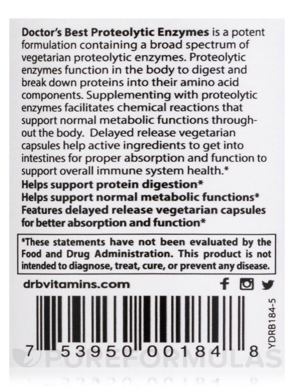 Proteolytic Enzymes - 90 Delayed Release Veggie Capsules - Alternate View 4