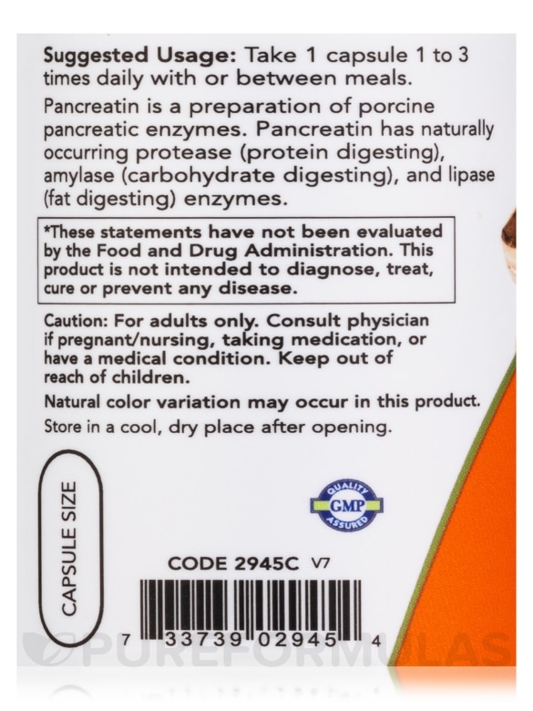 Pancreatin 10X - 200 mg - 100 Capsules - Alternate View 4