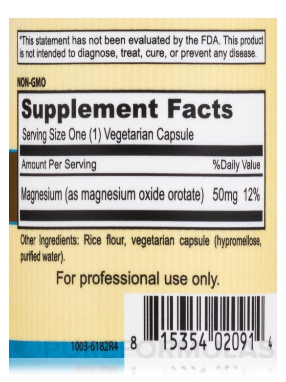Magnesium Orotate - 100 Vegetarian Capsules - Alternate View 3