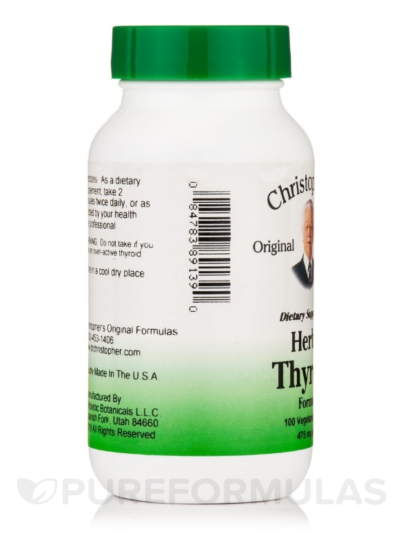 Herbal Thyroid Formula 475 mg - 100 Vegetarian Capsules - Alternate View 3