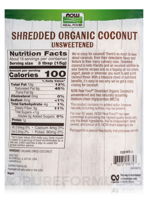 NOW Real Food® - Organic Coconut (Unsweetened