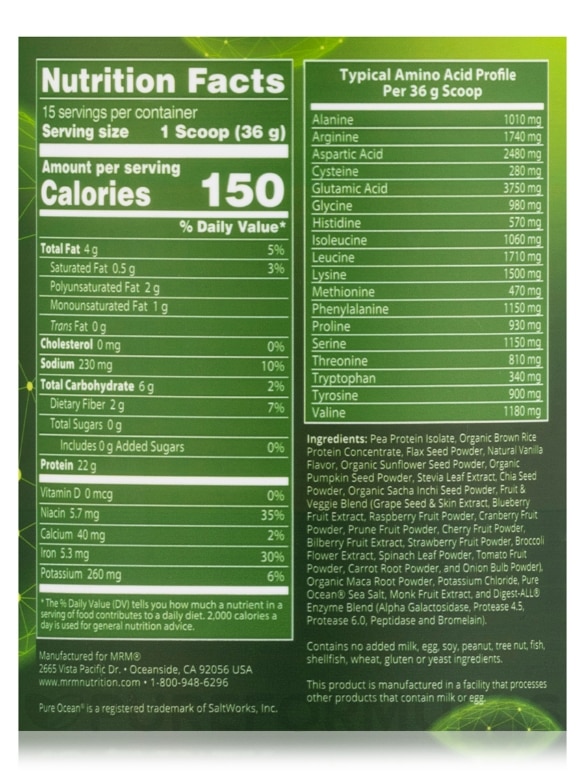 Veggie Protein with Superfoods, Vanilla Flavor - 20.1 oz (570 Grams) - Alternate View 4