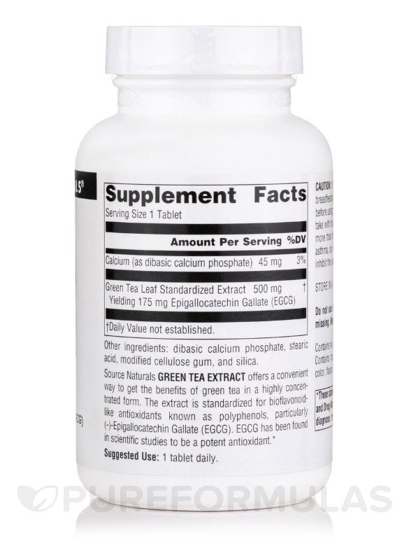 Green Tea Extract 500 mg - 120 Tablets - Alternate View 1