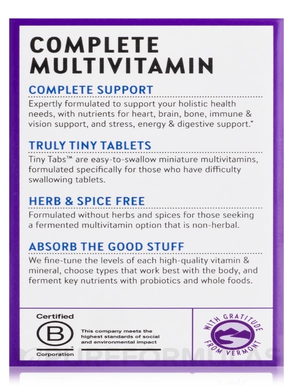Tiny Tabs Multivitamin - 192 Vegetarian Tablets - Alternate View 9