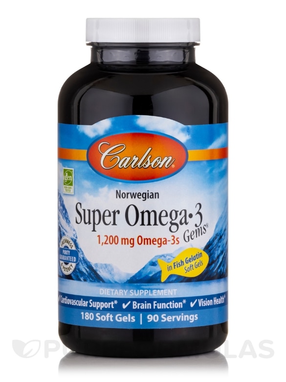 Super Omega-3 Gems® 1200 mg (Pescetarian) - 180 Soft Gels